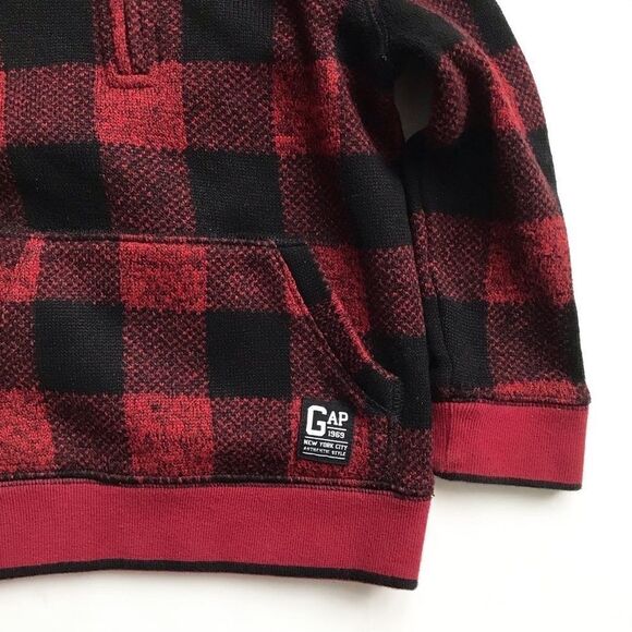 BABygap red/black buffalo plaid half zip sweater EUC 3T - Picture 3 of 5